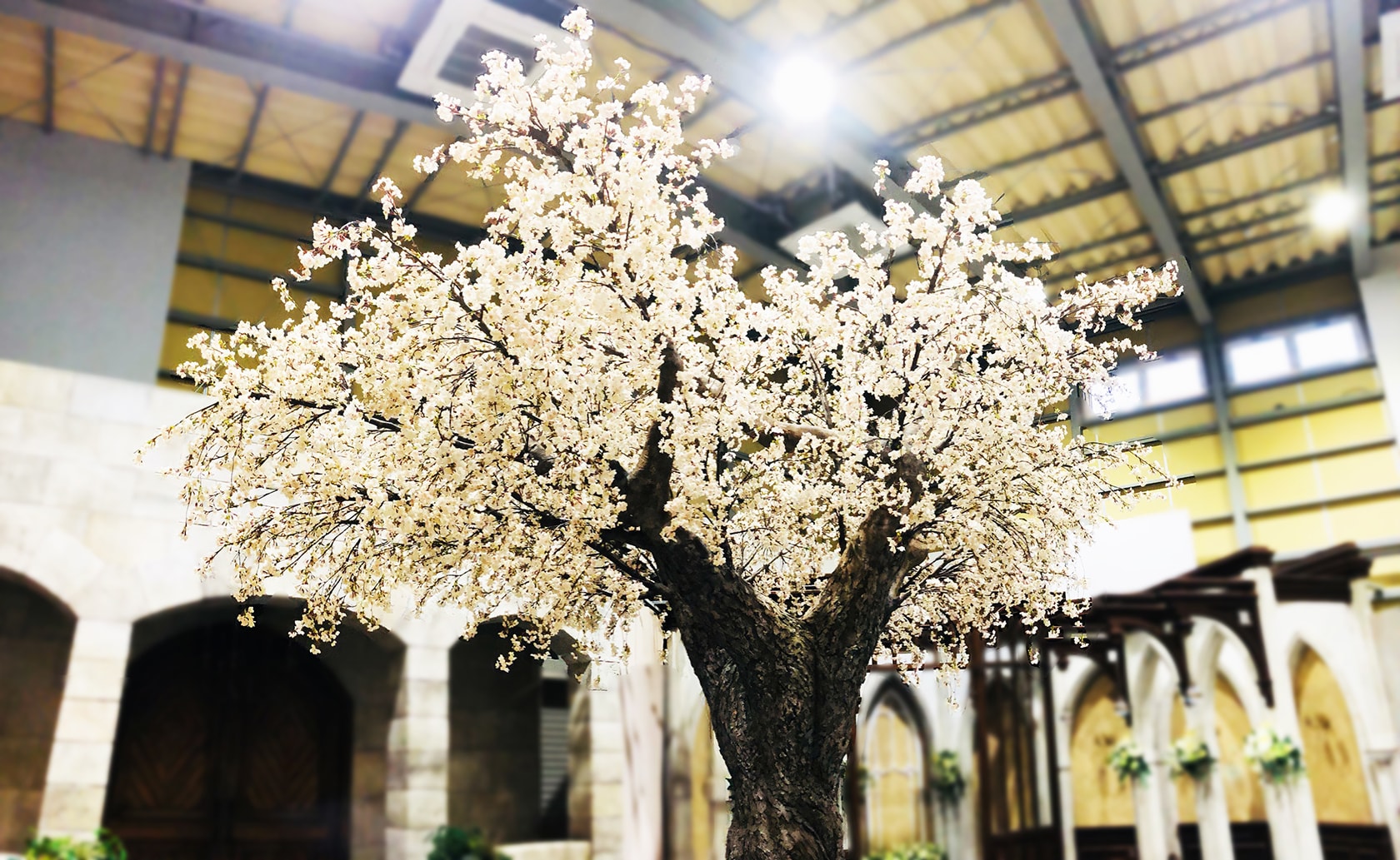 桜の造形物の使用素材説明(桜の木引き画)